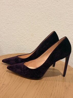 Women's Velvet Pointed Toe Stiletto Pumps in Deep Purple Suede